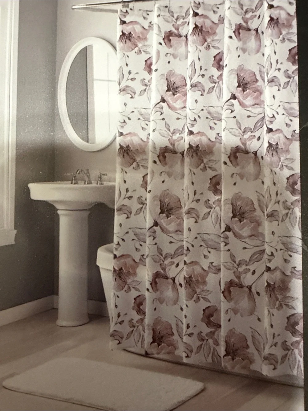 NWT Nicole Miller NY Shower Curtain Lymx Lily Blush 100% Cotton 72” x 72”
